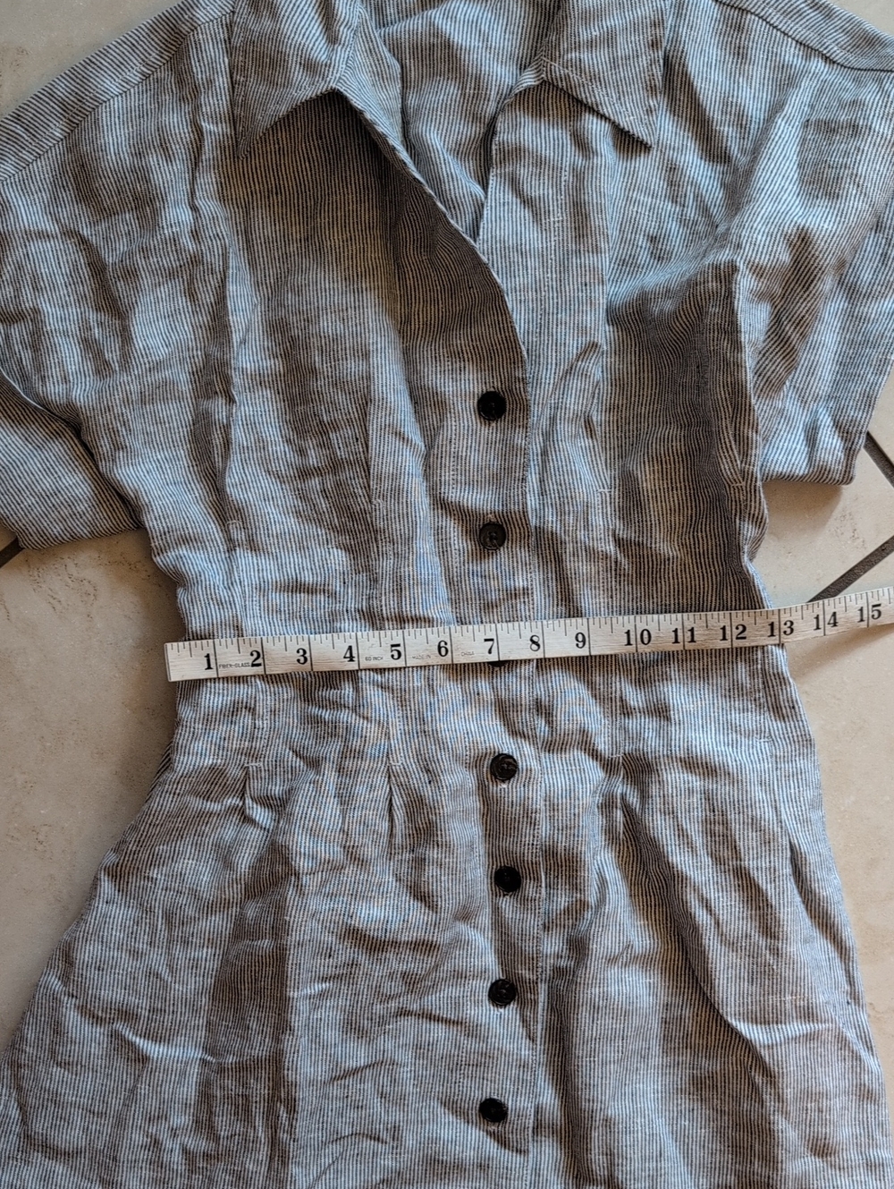 NWT Madewell Perry Mini Shirtdress Linen black white mini stripe Size L - Picture 6 of 11